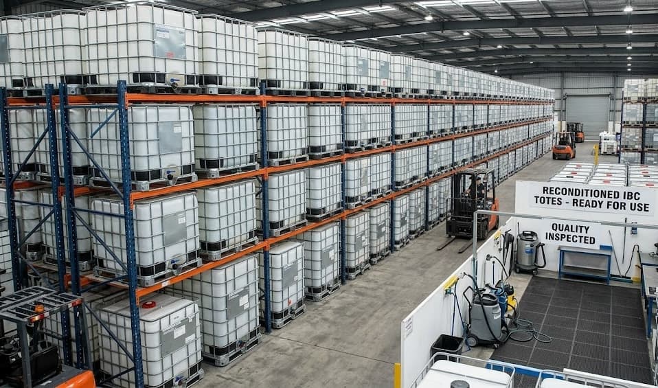 Huge warehouse with racking and RECONDITIONED sign